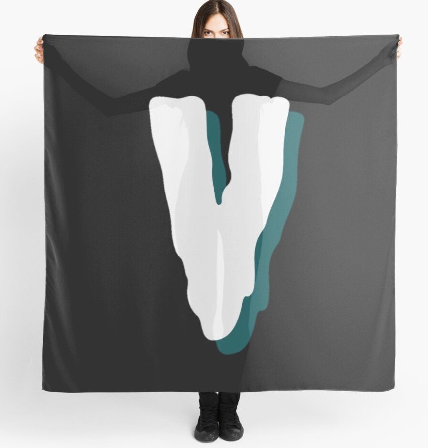 "Vlone V Text Printed Scarf - A trendy and stylish fashion accessory."
