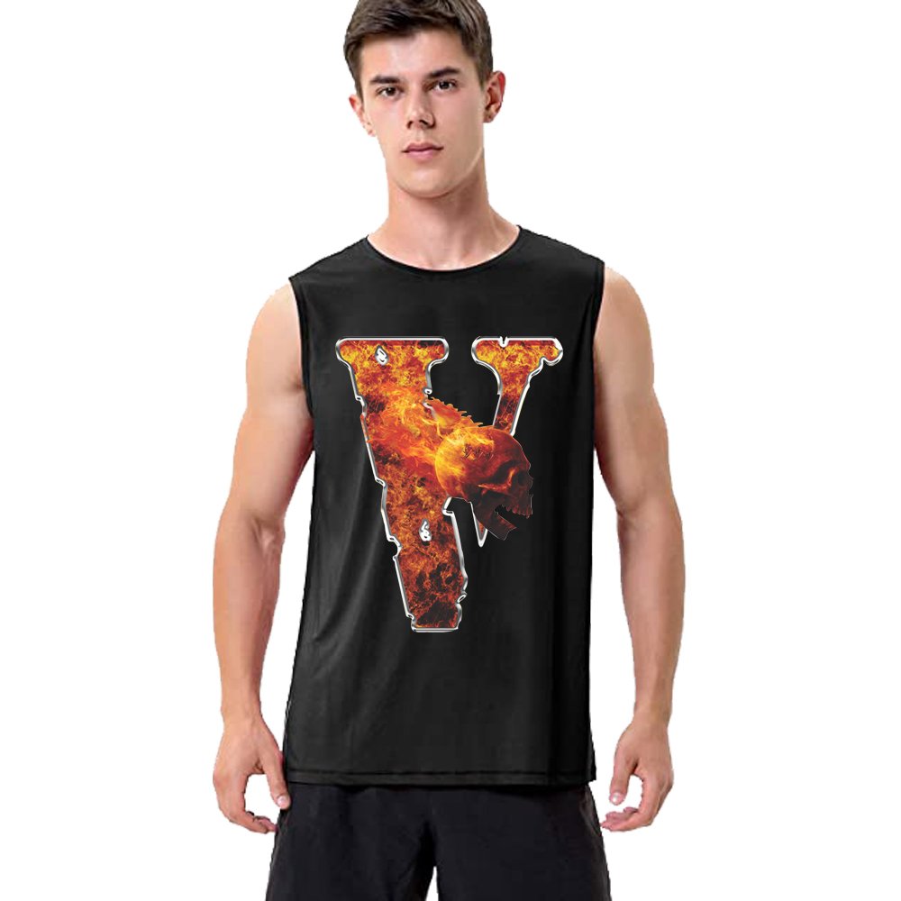 Vlone Flaming Skull Black Sleeveless Shirt