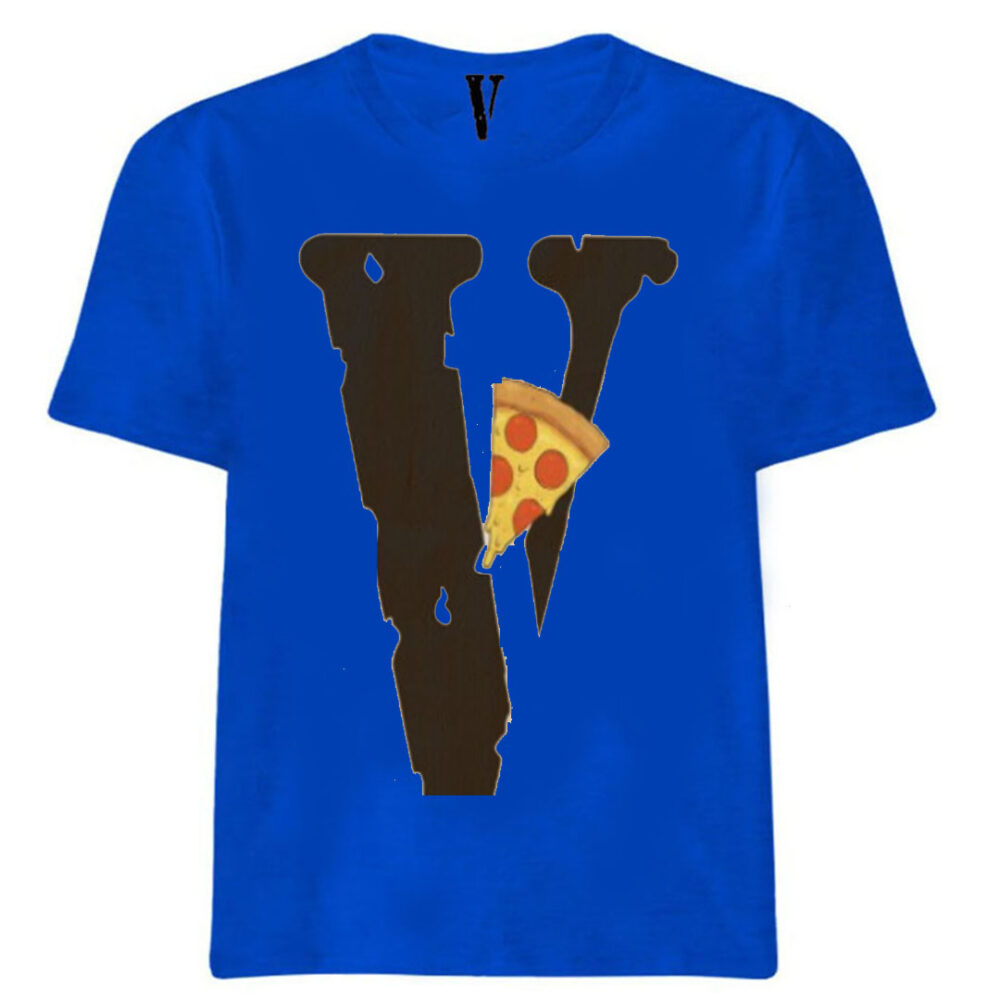 Vlone Pizza Slice Logo Blue T-Shirt