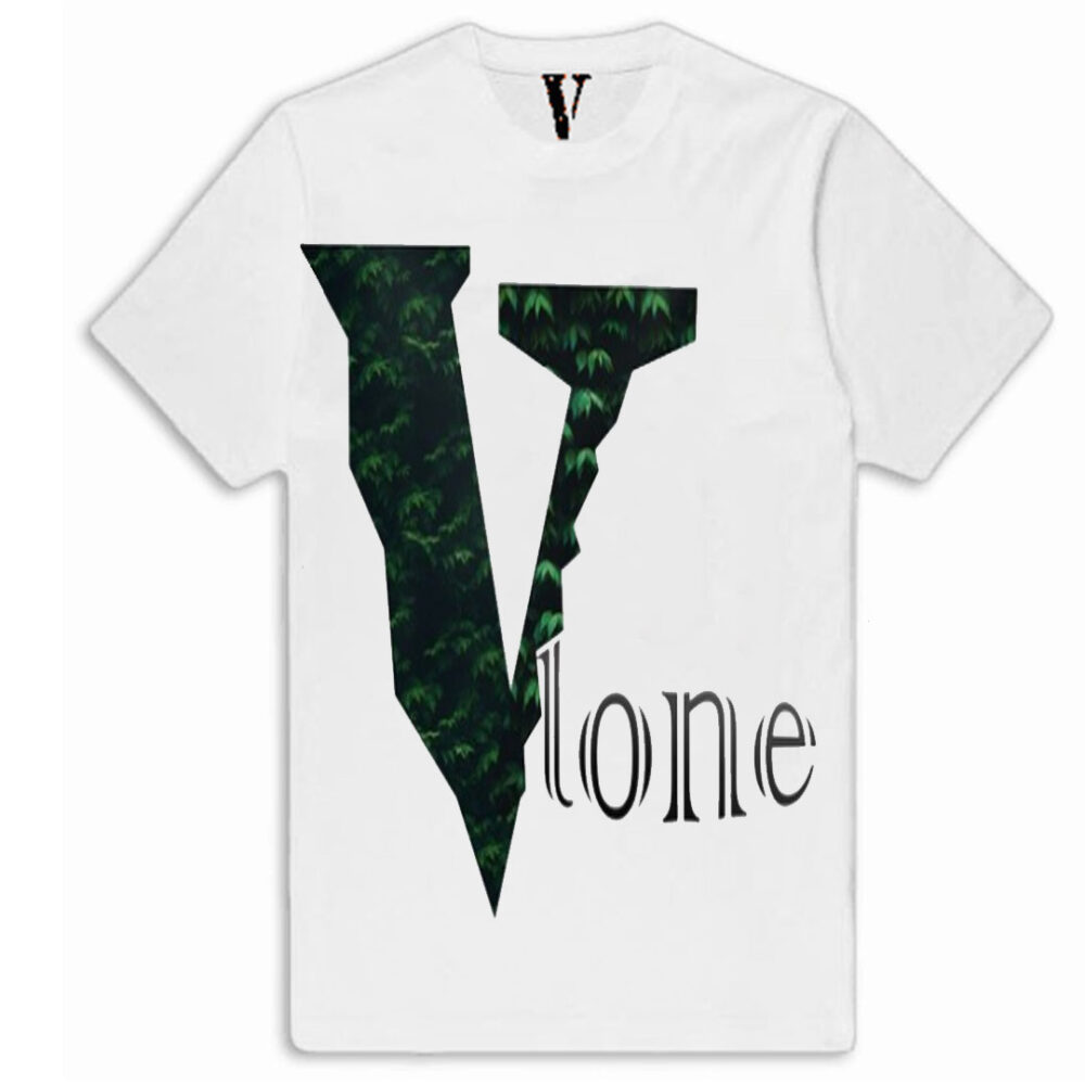 black Vlone T-shirt with a unique 'Plants Tree' logo design on the front. The logo features a tree graphic, symbolizing environmental awareness and sustainability in fashion.