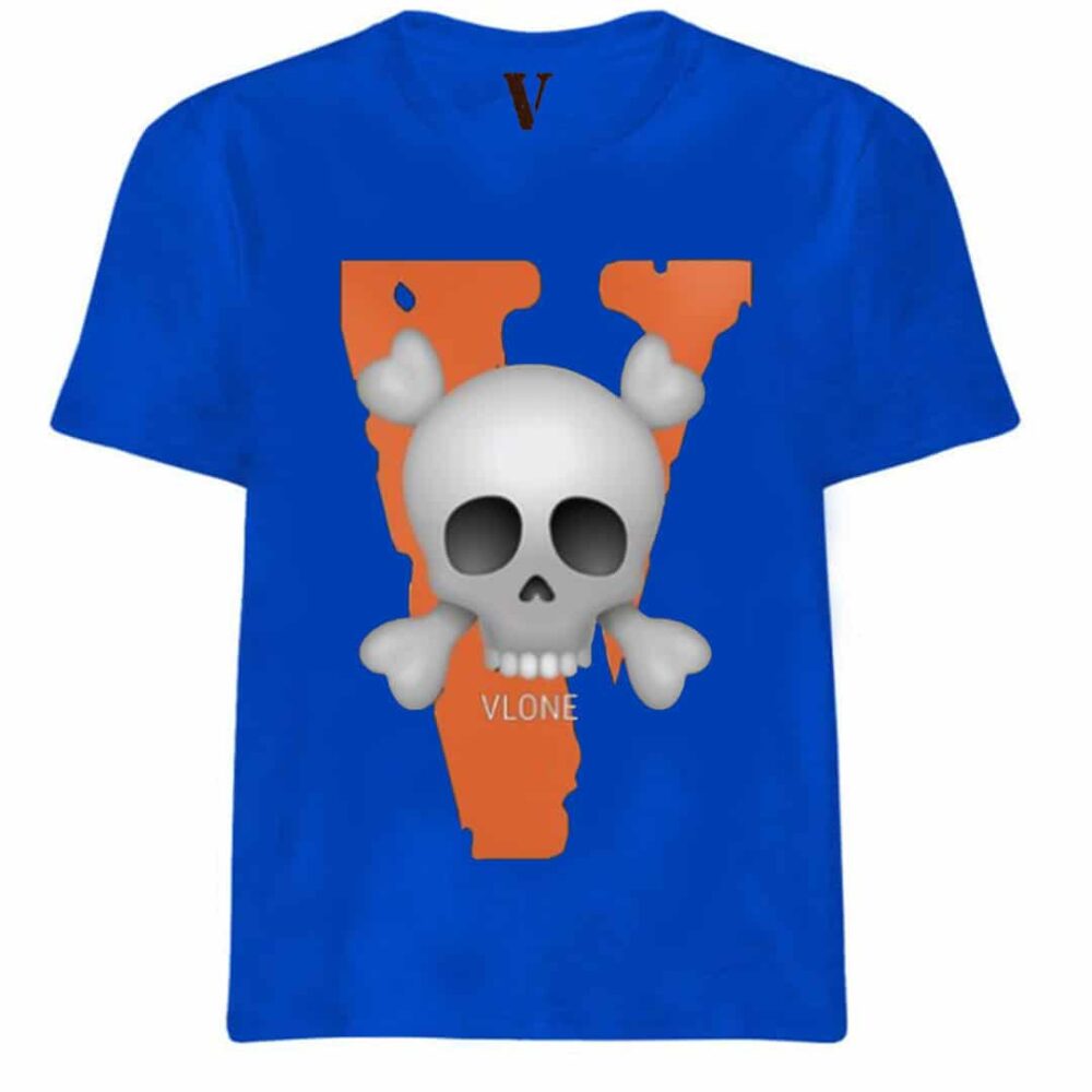 Vlone Big V With Skull T-Shirt Blue