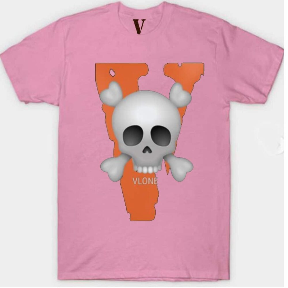 Vlone Big V With Skull T-Shirt Pink