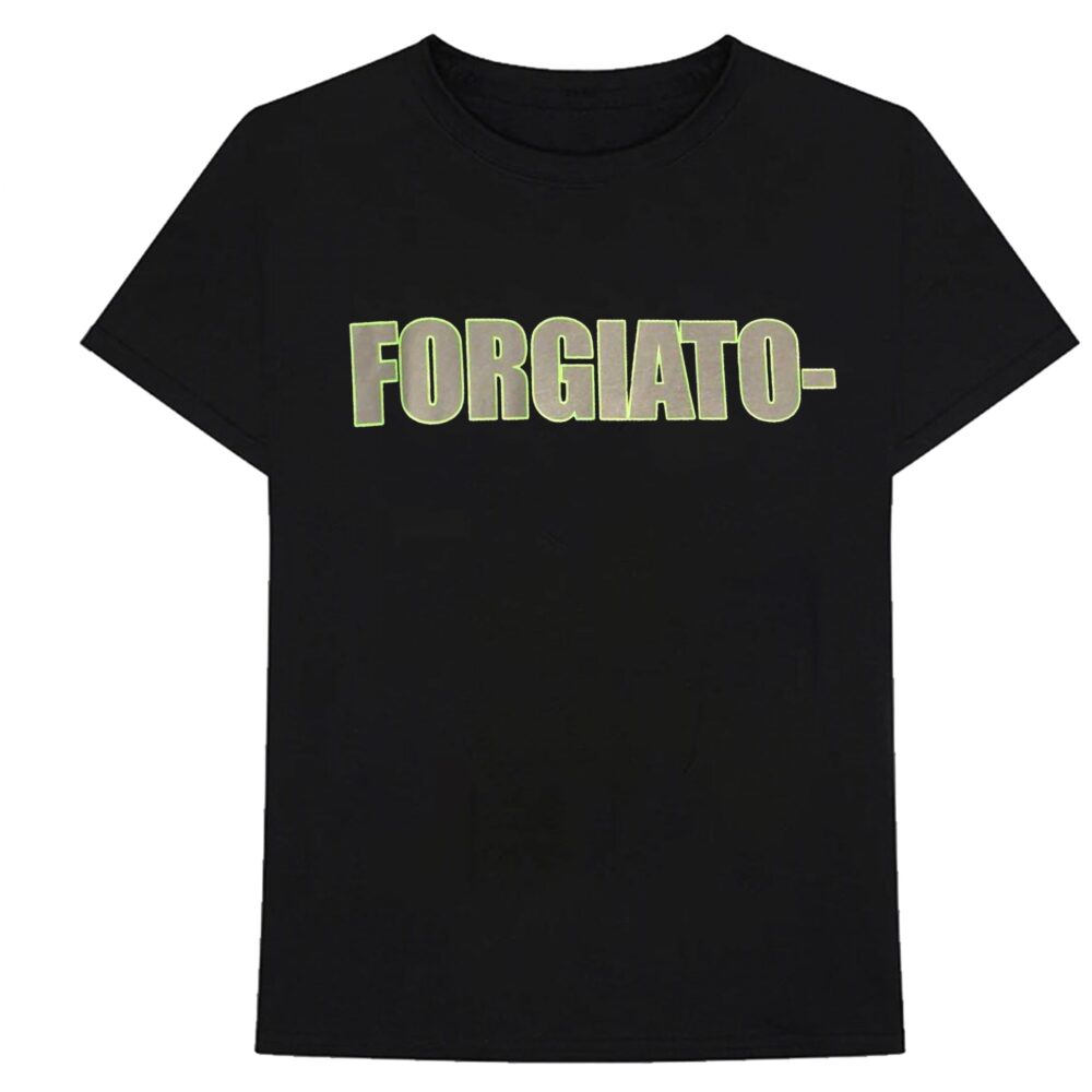 "Vlone Forgiato Black T-Shirt: A stylish black tee featuring Vlone branding."