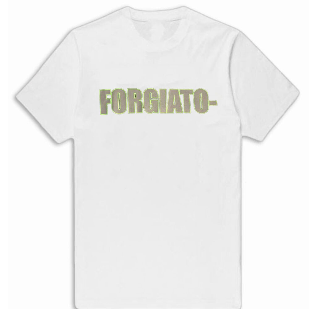 "Vlone Forgiato White T-Shirt: A stylish white tee with Vlone branding."