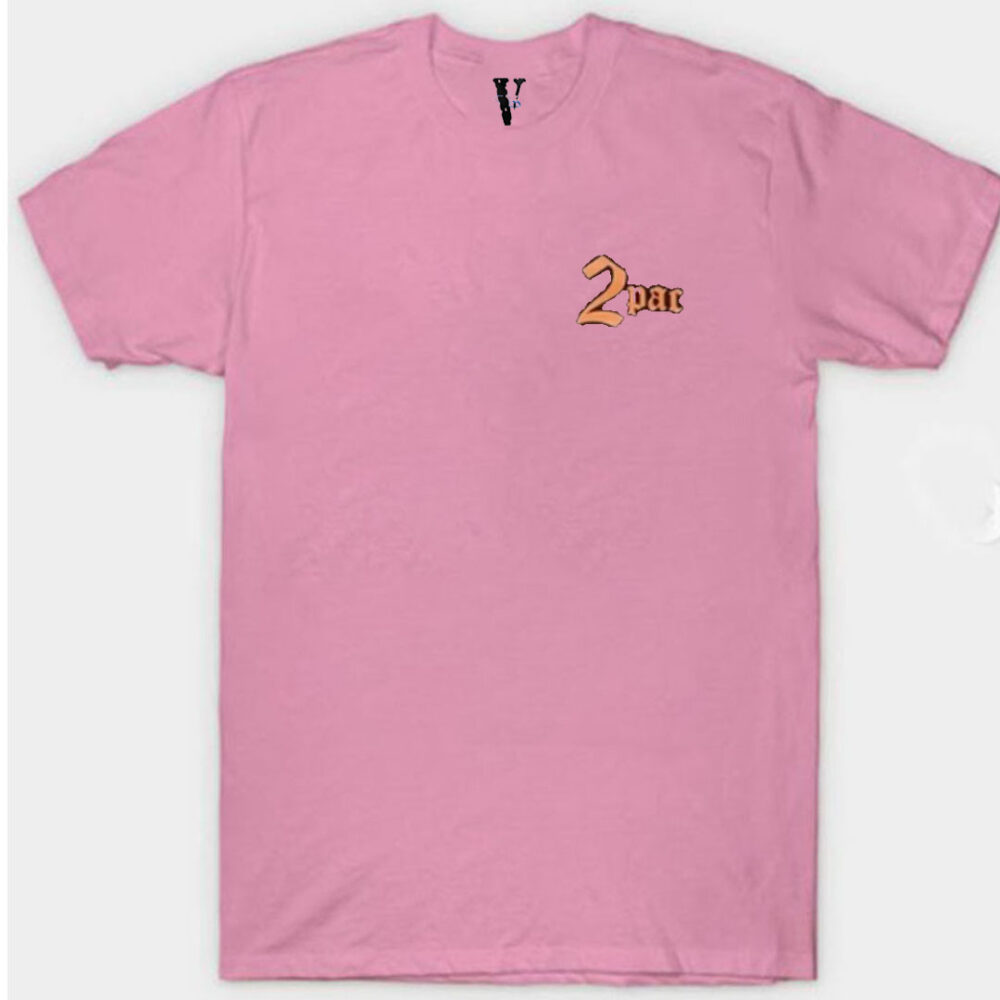 Vlone x Tupac Cross Black T-Shirt Pink