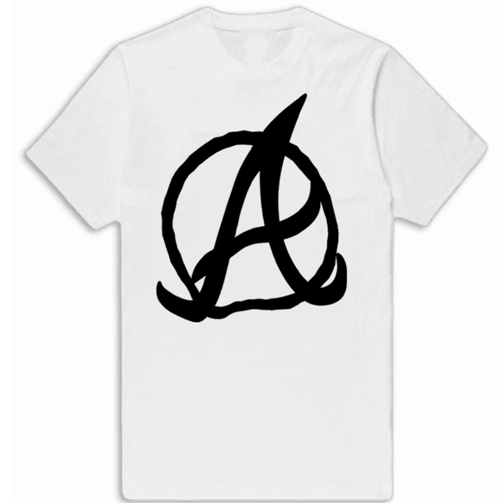 "Vlone Atlanta Braves White T-Shirt: A stylish tee featuring the Atlanta Braves logo."