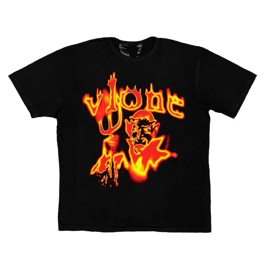 "Black Vlone Devil Spit End T-Shirt - a bold and stylish fashion item."