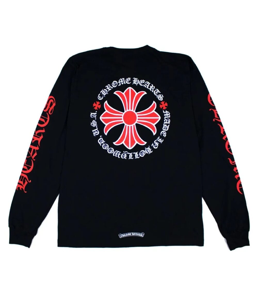 "Black Chrome Hearts Made In Hollywood Plus Cross Long Sleeve - a symbol of luxury fashion."