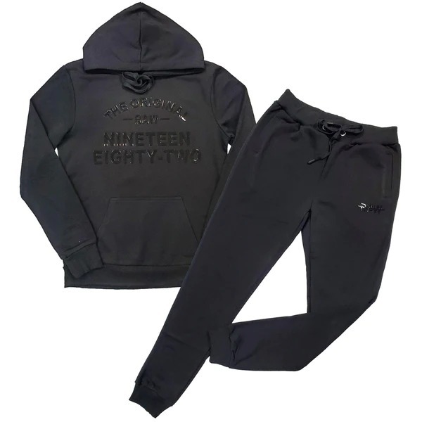 Men's Original -RAW- Silicone Hoodie and Joggers: A stylish and comfortable modern fashion choice for men.