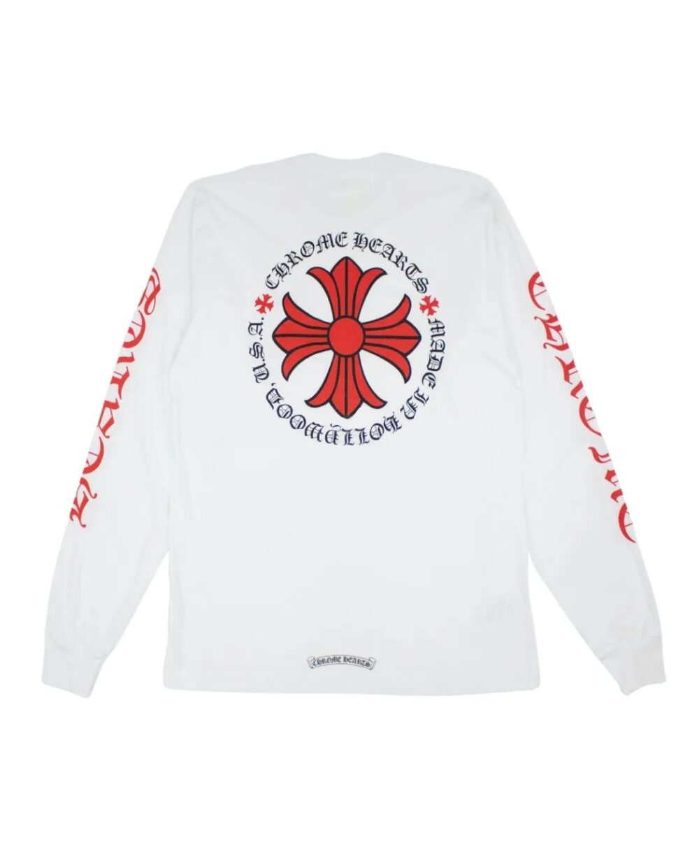 "White long sleeve shirt with the Chrome Hearts Plus Cross design made in Hollywood."