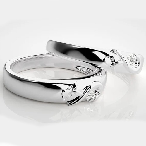 Playboy Bunny Heart Band Rings For Lovers
