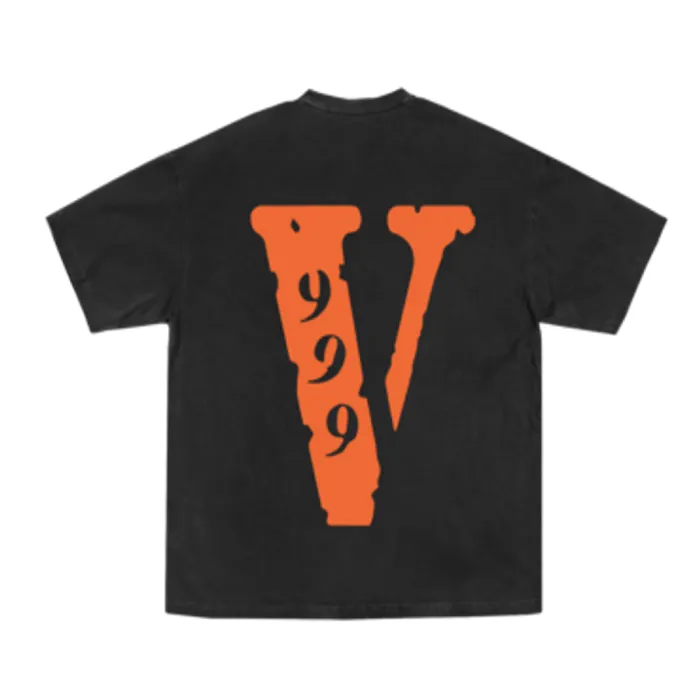 "Juice Wrld X Vlone 999 v Logo T-Shirt - A stylish tribute to Juice Wrld's music legacy."